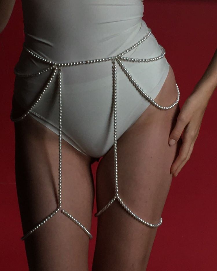 Faux Pearl Waist Thigh Chain Body Jewelry