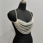 Muse Faux Pearl Multi Layer Body Chain Bralette