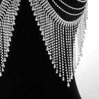 Noir Rhinestone Tassel Body Chain Bralette