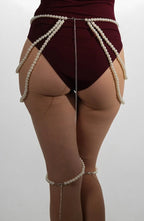 Faux Pearl Waist Thigh Chain Body Jewelry