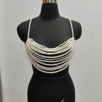 Muse Faux Pearl Multi Layer Body Chain Bralette