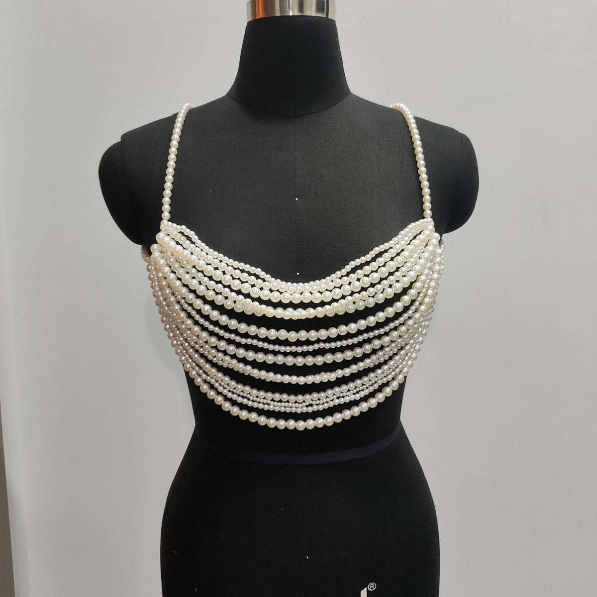 Muse Faux Pearl Multi Layer Body Chain Bralette