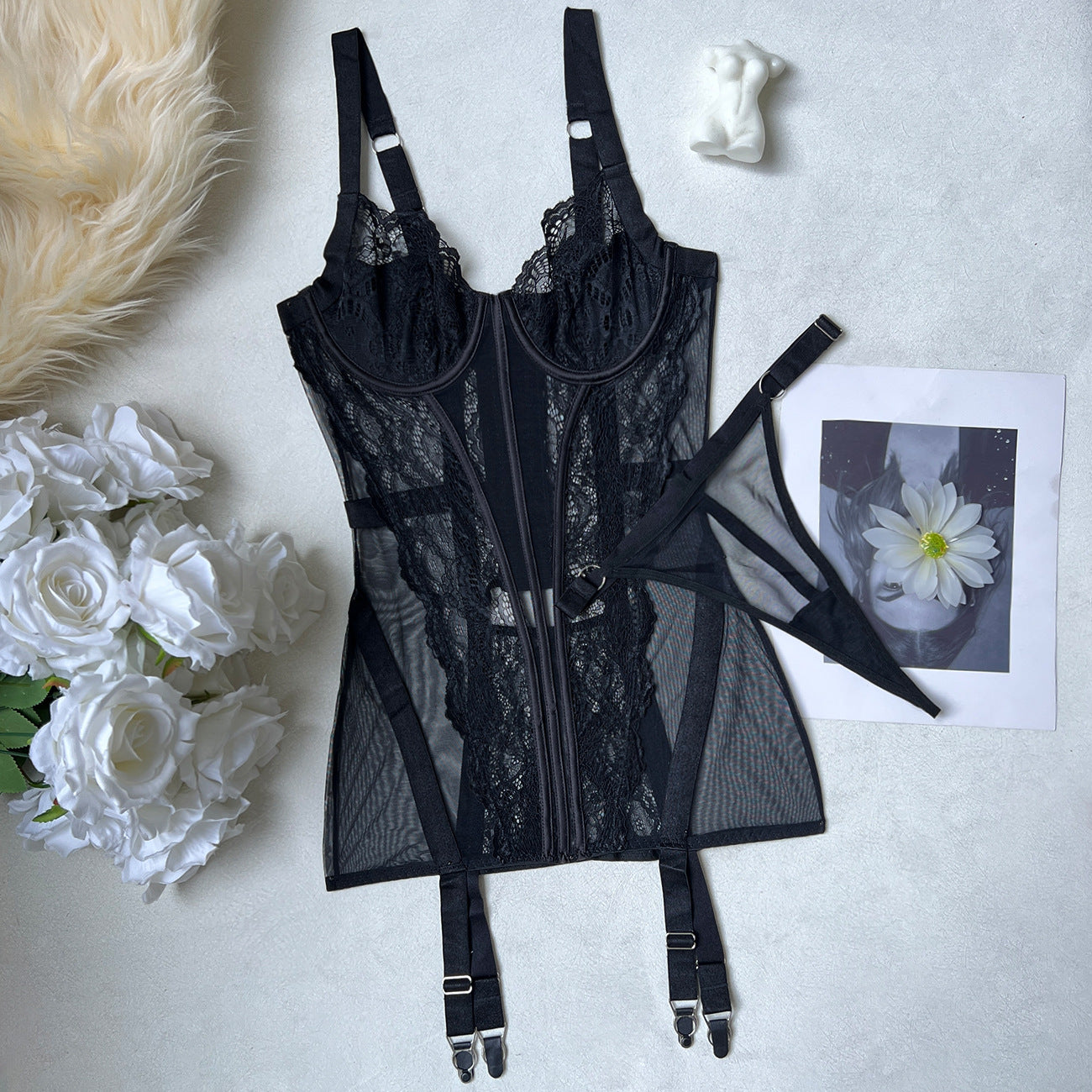 Dark Muse Lace Dress Lingerie Set