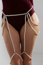 Faux Pearl Waist Thigh Chain Body Jewelry